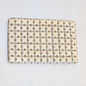 Rare Vintage Plasticflex Tiled Cream Textured Clutch Purse Zip Closure Unique